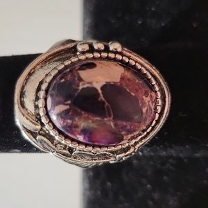 Purple turquoise ring in alloy